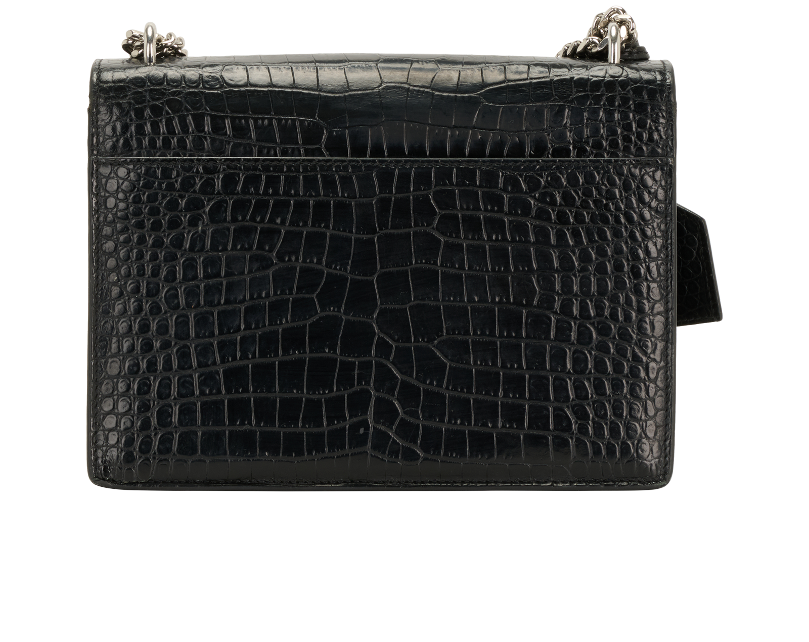 Medium Sunset, &pound;1,100, Handbags, Black, Croc Embossed/Leather, Back view